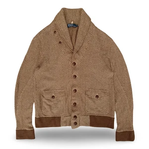 Polo Ralph Lauren Herringbone Silk Cashmere Linen Shawl Collar Cardigan - Medium - Picture 1 of 19