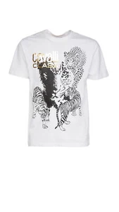 Cavalli Class White Tiger Leopard Motif Fashion T-Shirt-XXL - Picture 1 of 5