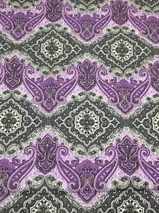Fabric Traditions Fabric Purple Grey Paisley Cotton 1/2 Yard x 44" Width 2014 - Picture 1 of 5