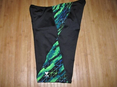 Traje de Baño TYR JAMMER Talla 34 Poli Spandex Traje de Baño NEGRO con VERDE y AZUL Foto 1 de 3