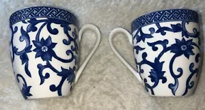 Vtg 2 Ralph Lauren China Mandarin Blue 12 Oz Coffee Tea Mugs Microwave Safe - Picture 1 of 7
