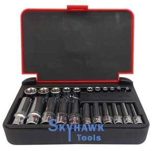 22 piezas 1/4"" y 1/8"" DR. Juego de enchufes Female Star TORX E4-E10 y E11-E18 con estuche - Imagen 1 de 1
