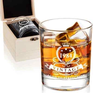 Geburtstagsgeschenk - Geboren 1984 Whiskyglas in HOLZBOX - Neu - Bild 1 von 2