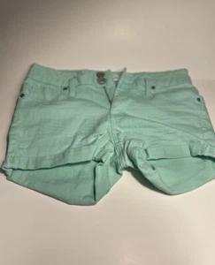 Women's Candie's Light Green Cuffed Denim Stretch Boyfriend Shorts Size 5 - Picture 1 of 6