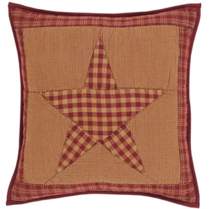 NINEPATCH STAR QUILT SHAM PILLOW SKIRT : ONE STOP SHOPPING - RED BROWN PRIMITIVE - Picture 1 of 21
