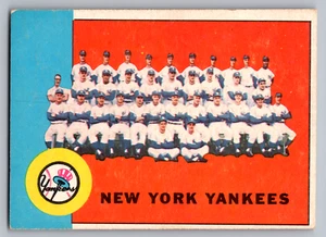 1963 TOPPS #247 NEW YORK YANKEES TEAM CARD W/MANTLE/FORD/MARIS/BERRA - Picture 1 of 3