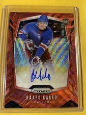 2019-20 Panini Prizm Hockey Kaapo Kakko RED WAVE AUTO RC 25/49 New York Rangers