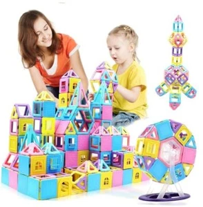 124PCS Magnetic Blocks Toys for 3 4 5 6 7+ Year Old Boys Girls Macaron Castle - Picture 1 of 8