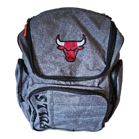 Chicago Bulls school Backpack gray with bull emborder on bag Cover
