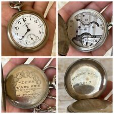 Rare Tramway Mories White Pocket Watch 15 Jewels Dusonchet Le Caire 1920s works