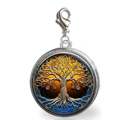 Autumn Tree of Life Charm Celtic Symbol of Balance Clips on Necklace Bracelet - Image 1 of 2