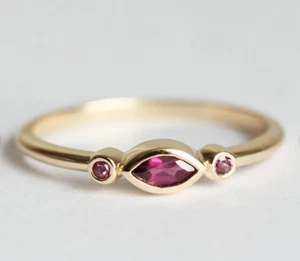 Natural Pink Rhodolite Gemstone Ring Solid 10K Gold Jewelry Gift Size Available - Picture 1 of 6