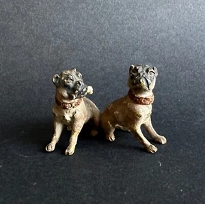 Ancien Vienna bronze de Vienne animalier polychrome chien bulldog XIX Geschutzt - Picture 1 of 20
