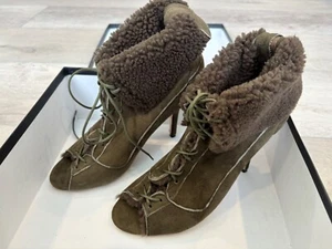 Jerome Dreyfuss Tie Up Fleece New Open Box Heel Boots warm Heels Fashion Shoes - Picture 1 of 18