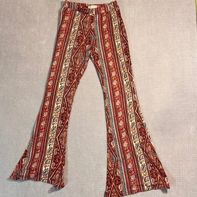 Altard State Boho Paisley Flare Leggings Pants Women's Size S Red - Image 1 of 4