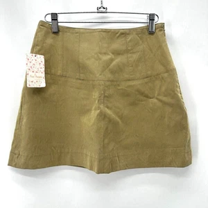 NWT Free People Modern Femme Vegan Leather Mini Skirt Size 4 Green Preppy Boho - Picture 1 of 10