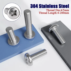4-5mm Phillips Pan Head Machine Screws 304 Stainless Steel Round Head Bolts  - Picture 1 of 76