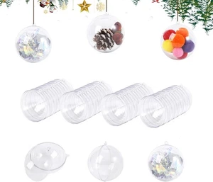 24x klare Weihnachtskugeln 8cm Christbaumkugeln DIY selbst befüllen & schnüren - Neu - Bild 1 von 5