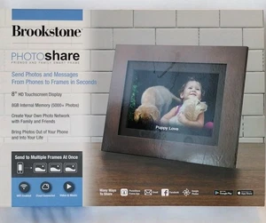Brookstone PhotoShare 8" Smart Digital Holz Touchscreen Bilderrahmen FSM08ESB  - Bild 1 von 7