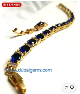 Pulsera de zafiro azul y diamante creado viene bellamente en caja de regalo post gratuito - Imagen 1 de 8