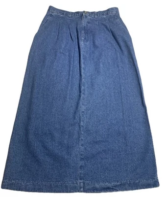 复古 Lee 牛仔裙 10M 码蓝色长裙开衩带口袋 — 第 1/4 张图片