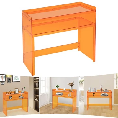 Mesa de entrada transparente de acrílico de 2 niveles mesa de entrada pequeña naranja 100*30*80 cm Foto 1 de 4