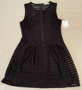 Calvin Klein Damen Fit and Flare schwarz Partykleid mit transparenten Einsätzen 12 Neu mit Etikett - Bild 1 von 18