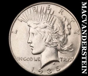 1935 Peace Dollar - Almost Unc / Uncirculated Semi-key Better Date #D3712 - Bild 1 von 2