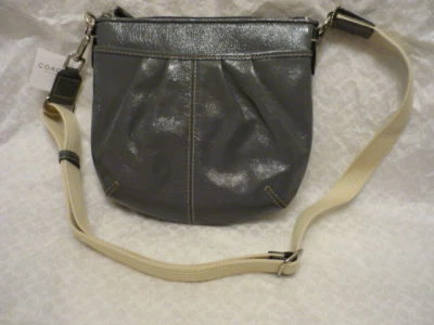COACH Patent Pleated swing pack GRAY 42834 NWT+rec - Image 1 of 4