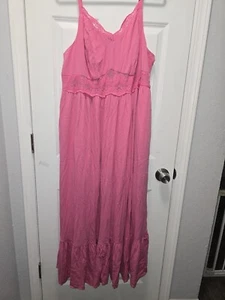 NWT Torrid Dress Womens Size 2/2X Pink Lace Cut Out Sleeveless Tiered Boho Maxi - Picture 1 of 5