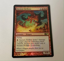 Magic the Gathering MTG Ancient Hellkite M11 Pre-release Rare Foil Nr Mint