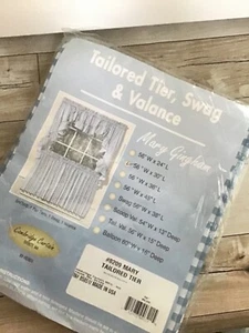CAMBRIDGE CURTAIN Blue Mary Gingham NEW #8209 56 x 30 Inch Tailored Tier 56x30 - Picture 1 of 7