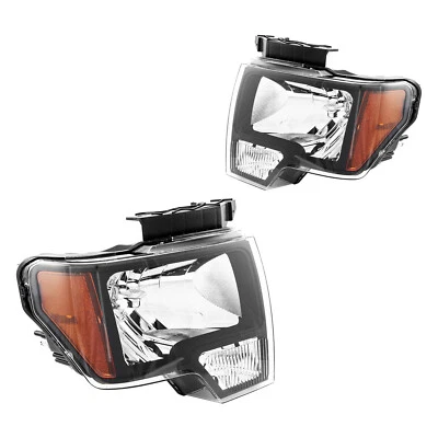 Black Housing Color Headlights Assembly for 2009-2013 2014 Ford F-150 AMBK - Image 1 of 4