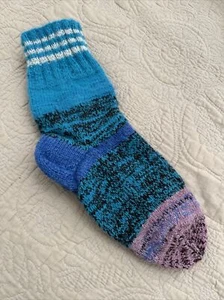 New custom Warm Hand Knitted Wool Blend Socks Size 9-9.5 - Picture 1 of 4