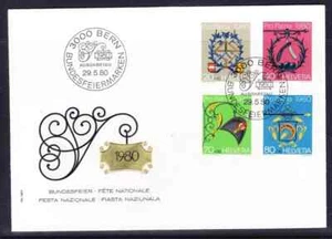 Switzerland PRO PATRIA 1980 FOLK ART CRAFTSMEN SIGNS  SET COMPLETE FDC VF UNADDR - Picture 1 of 1