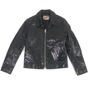 Y'2 Leather Pony Horse Hide Single Riders Jacket Black Size 36 Full zip - Picture 1 of 8