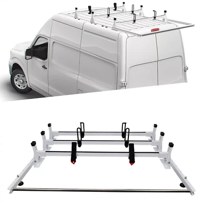 3Bar Steel Ladder Roof Rack w/Roller Fits Nissan NV Low Roof 2012-ON Aluminum  - Image 1 of 4