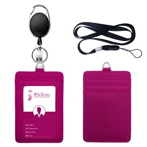 Porta insignia de identificación de trabajo de cuero para hombres y mujeres con cordones de clip (1 pieza) - Imagen 1 de 9