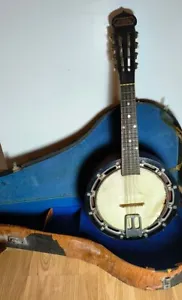 More details for antique &quot;gus butcher&quot; banjo-mandolin - 8 string - resonator - case