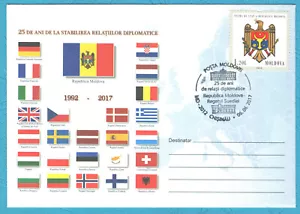 2017 Moldova , 25 years Moldova - Sweden diplomatic relation , Flags - Picture 1 of 1
