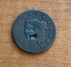 1837 Krönchenkopf großer Cent - "JH" Gegenstempel bg - Bild 1 von 2