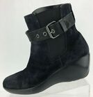 Sperry Top Sider Ankle Boots Glenwood Black Suede Casual Wedge Booties Womens 8M
