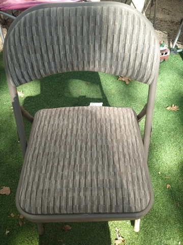 VINTAGE SAMSONITE TWEED STYLE PADDED FOLDING CHAIRS USA BEIGE -SET OF 3 Cover