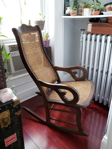 Antique Rocking Chain With Cane Seating, Lincoln Style Walnut Rocking Chair Cover