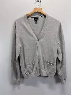 Brooks Brothers 346 Cardigan Sweater Sz Medium Men’s Grey Cotton Academia Vneck - Image 1 of 4