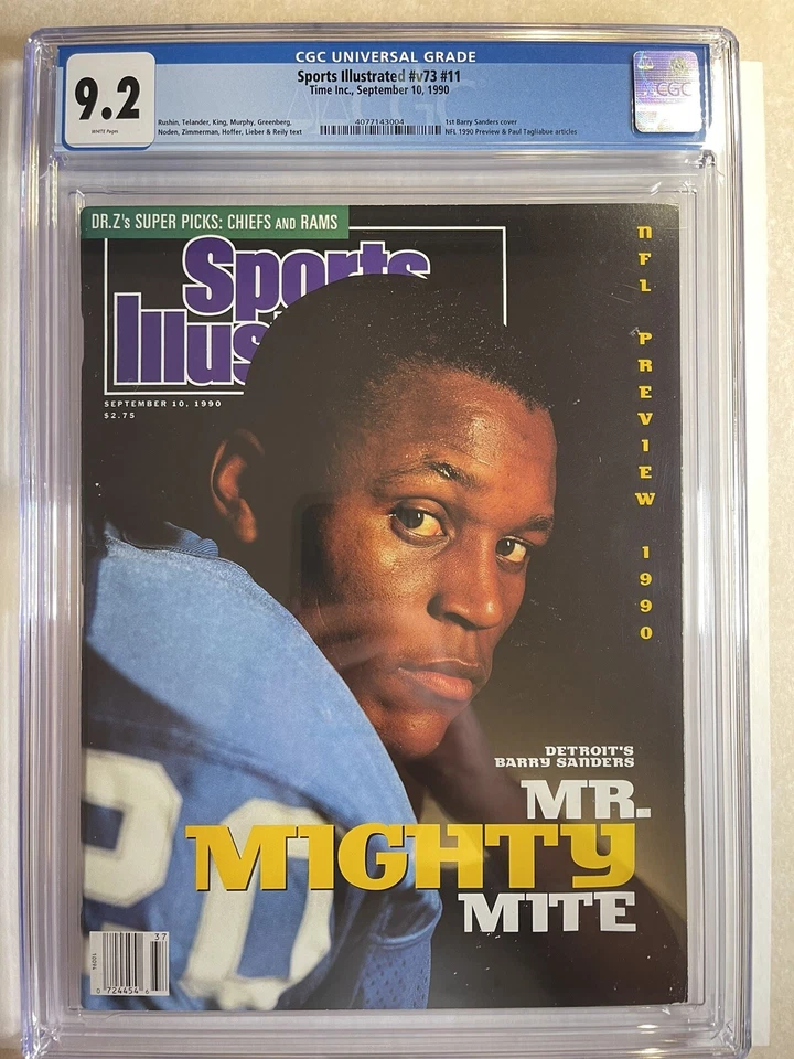 Barry Sanders 1st Sports Illustrated CGC 9.2 Newsstand 9/10/90 NEW SLAB!!! - Image 1 of 3