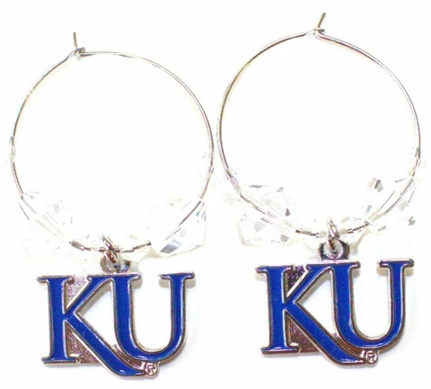 NCAA Officially Licensed Kansas Jayhawks Beaded Hoop Earrings Cover