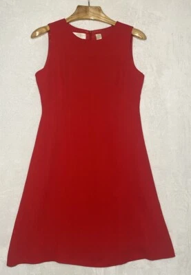 Vestido Dana Buchman Midi Talla 10 Rojo Vintage Línea A Hecho en EE. UU. Cóctel Navidad Foto 1 de 4