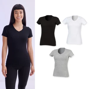 T-shirt SF Feel Good donna elasticizzata collo a V (SK122) - T-shirt maniche corte - Foto 1 di 7