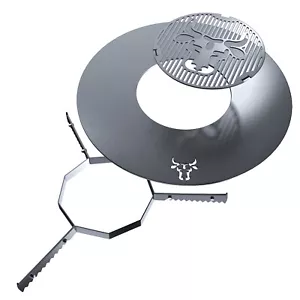 Anello barbecue 80 cm + inserto griglia ø 20 cm + barra di appoggio | rotondo | acciaio | plancha - Foto 1 di 6